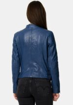 Cora Casual Blue Leather Jacket