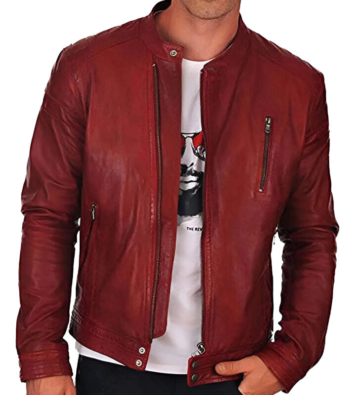 Dominic Red Racer Leather Jacket