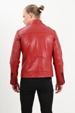 Danny Cafe Racer Quilted Red Leather Jacket