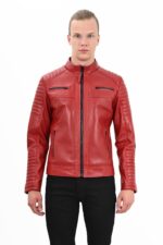 Danny Cafe Racer Quilted Red Leather Jacket