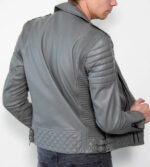 Dean Grey Quilted Biker Leather Jacket