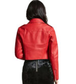 Eliza Crop Red Biker Leather Jacket