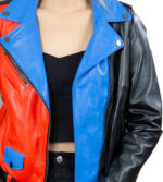 Eva Pastel Colorful Cropped Biker Leather Jacket