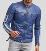 Harrison Blue Quilted Fashion Leather Jacket