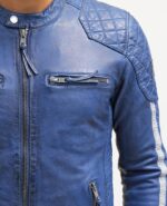 Harrison Blue Quilted Fashion Leather Jacket