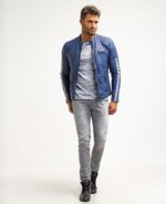 Harrison Blue Quilted Fashion Leather Jacket