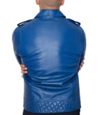 Inferno Blue Biker Leather Jacket