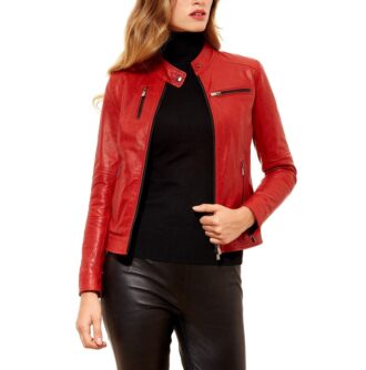 Jennifer Red Retro Leather Jacket