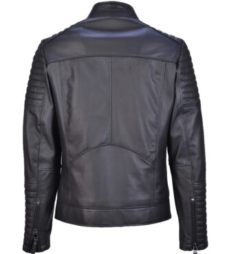 John Black Quilted Cafe Racer Leather Jacket