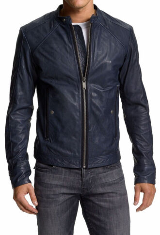 Joseph Blue Fashion Quilted Leather Jacket