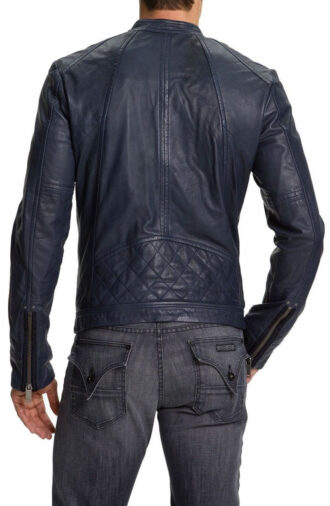 Joseph Blue Fashion Quilted Leather Jacket