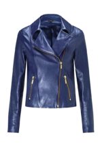 Julia Blue Biker Genuine Leather Jacket