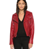 Mavis Red Biker Leather Jacket