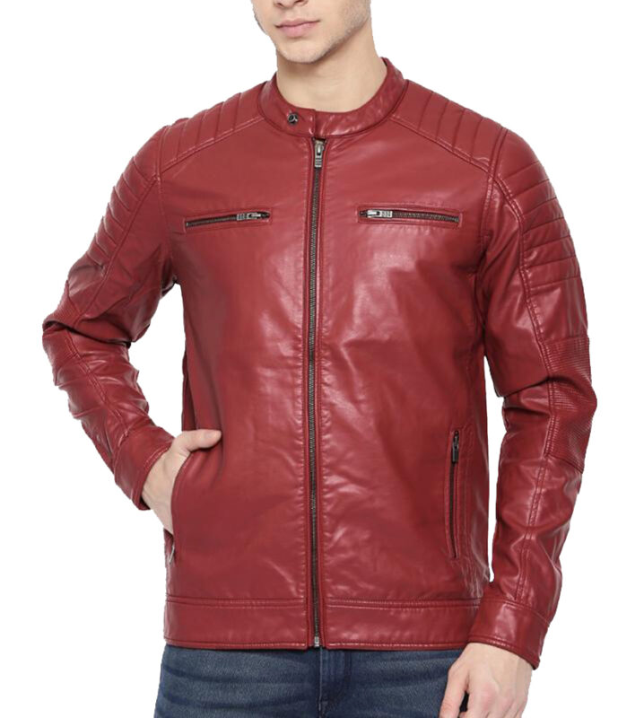 Men Cooper Red Quilted Leather Jacket