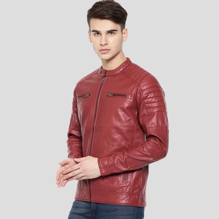 Men Cooper Red Quilted Leather Jacket