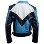 Mens Pastel Blue Biker Style Leather Jacket