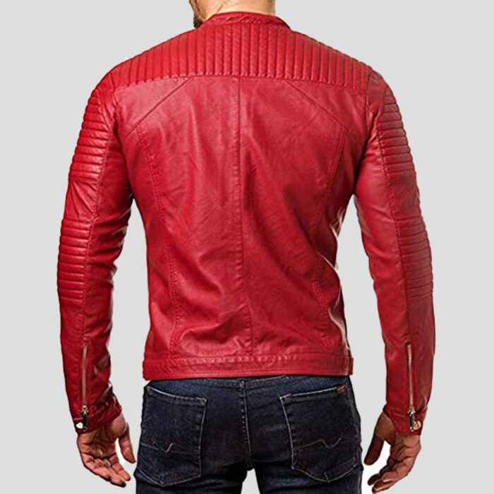 Men's Red Quilted Leather Jacket