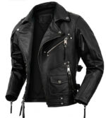 Mens Zipper Biker Leather Jacket