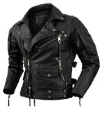 Mens Zipper Biker Leather Jacket