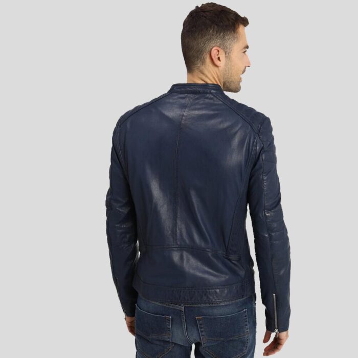 Morgan Blue Biker Leather Jacket