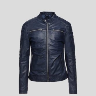 Morgan Blue Biker Leather Jacket