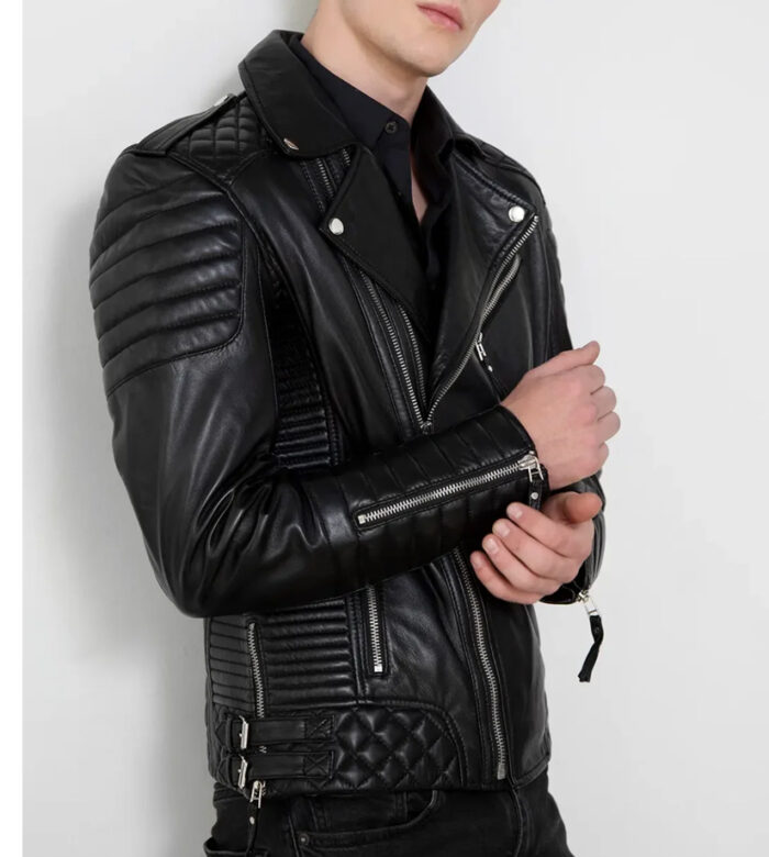 Noah Black Biker Quilted Leather Jacket