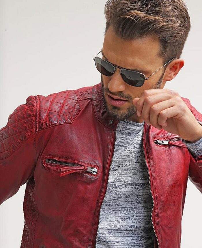 Paul Quilted Red Leather Jacket