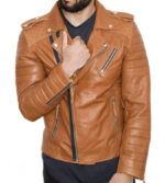 Raiden Brown Biker Leather Jacket