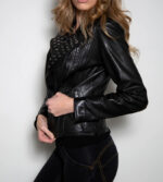 Rave Black Studded Biker Leather Jacket