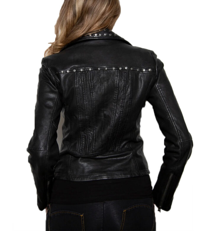 Rave Black Studded Biker Leather Jacket