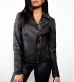 Rave Black Studded Biker Leather Jacket