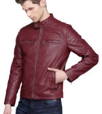 Santiago Burgundy Quilted Leather Jacket