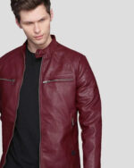 Santiago Burgundy Quilted Leather Jacket