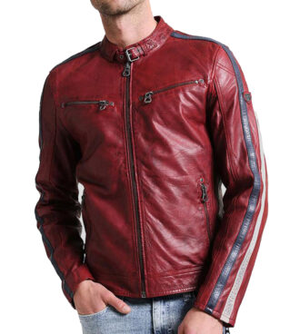 Burgundy leather jacket mens best sale