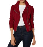 Taylor Suede Biker Red Leather Jacket