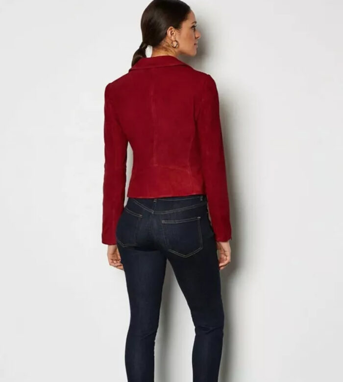 Taylor Suede Biker Red Leather Jacket