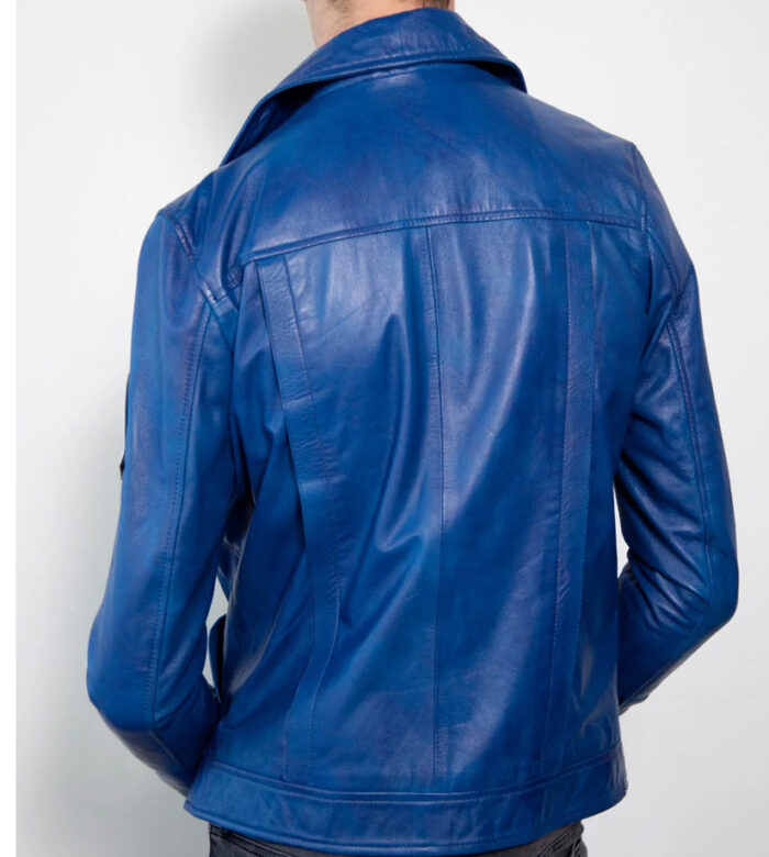 Vincent Blue Trucker Leather Jacket