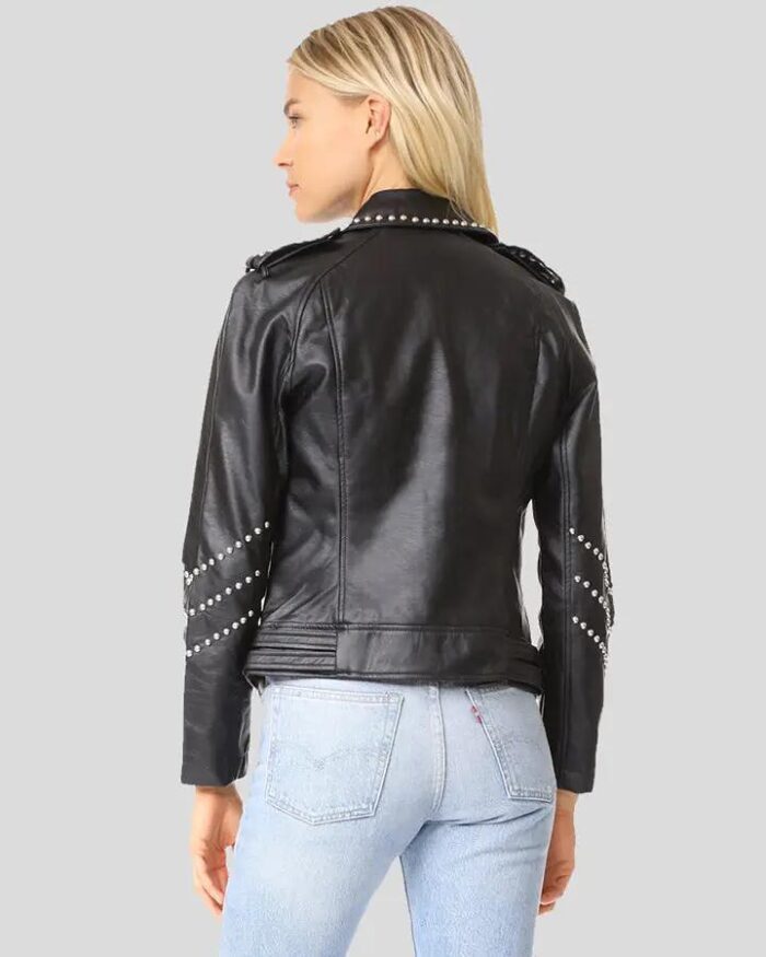 Women Black Studded Leather Jacket