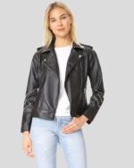 Women Black Studded Leather Jacket