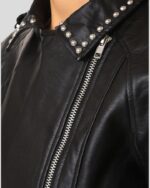 Women Black Studded Leather Jacket