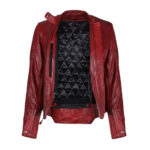 Women Red B3 Sheepskin Leather Biker Jacket