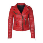 Women Red RAF B3 Sheepskin Biker Leather Jacket