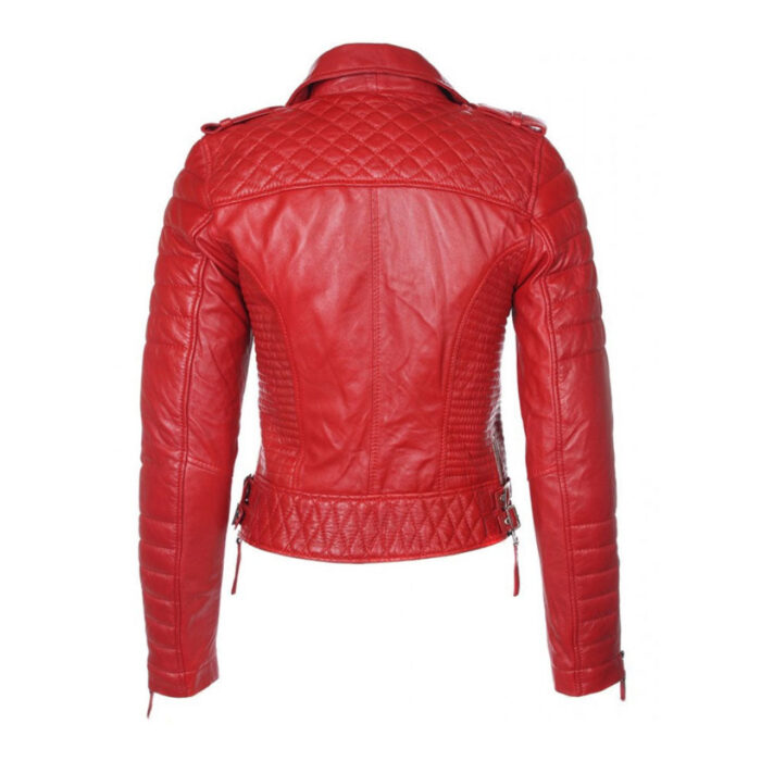 Women Red RAF B3 Sheepskin Biker Leather Jacket