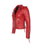 Women Red RAF B3 Sheepskin Biker Leather Jacket