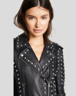 Women's Black Biker Studded Leather Jacket