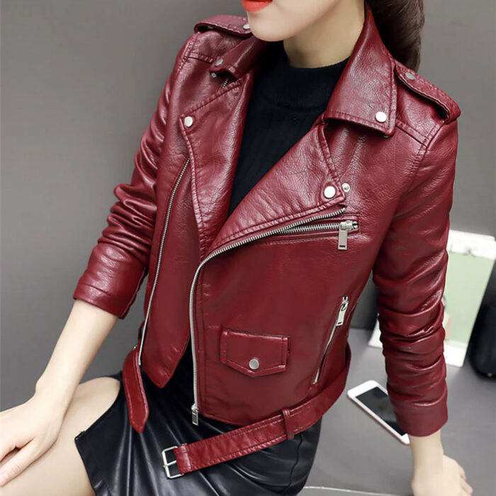 Women's Leather Biker Red Leather Jacket