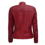 Women's Red Leather Motorcycle Jacket