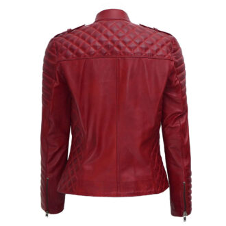 Women's Red Leather Motorcycle Jacket