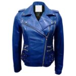 Zenith Motorcycle Blue Leather Jacket