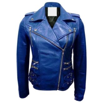 Zenith Motorcycle Blue Leather Jacket